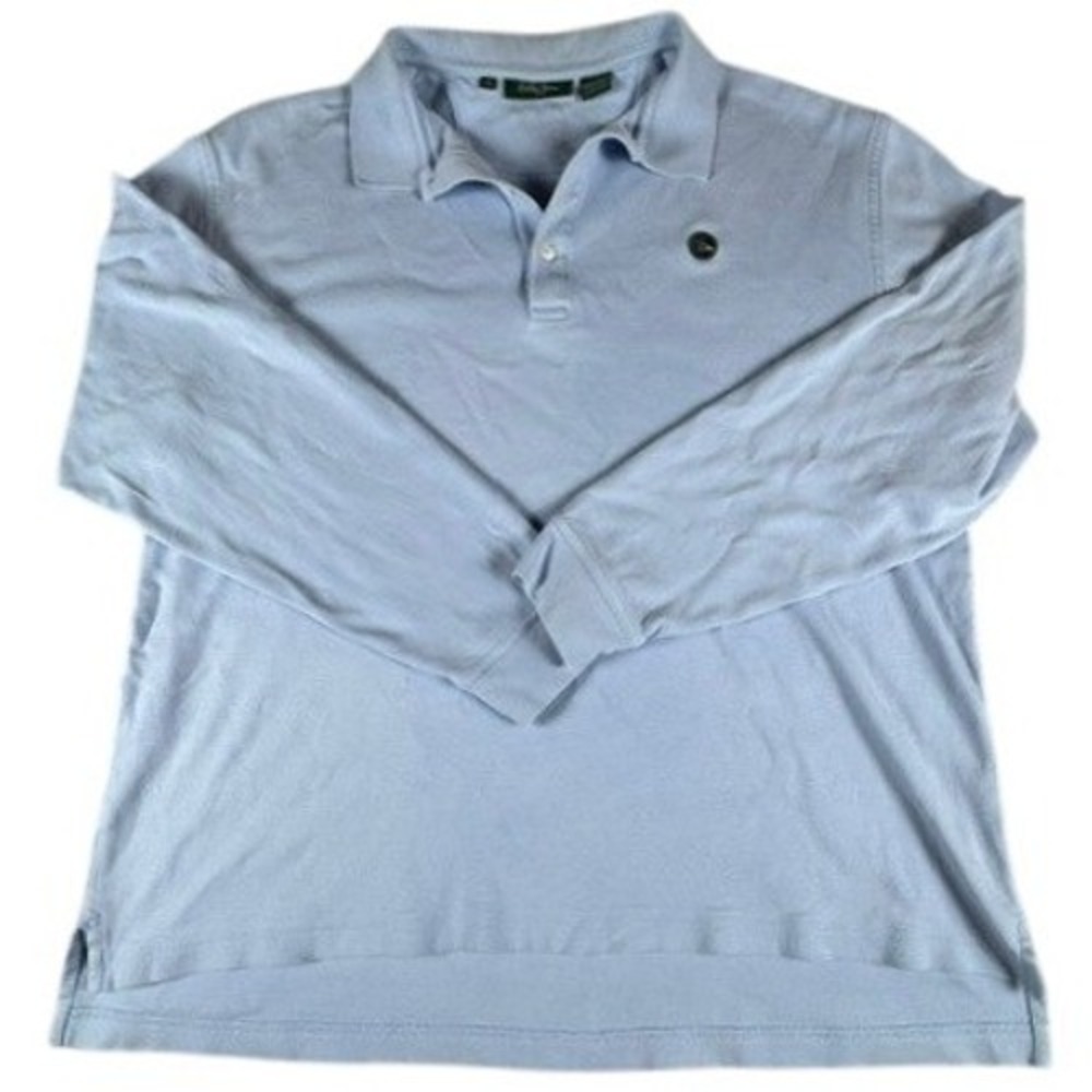 Bobby Jones Polo Shirt Mens XL Light Blue Pima Cotton Long Sleeve Golf Classic